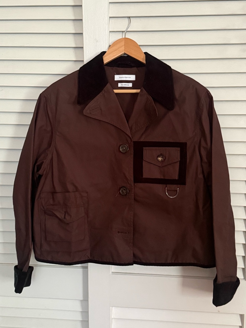 saks potts caroline jacket in dark aubergine size M